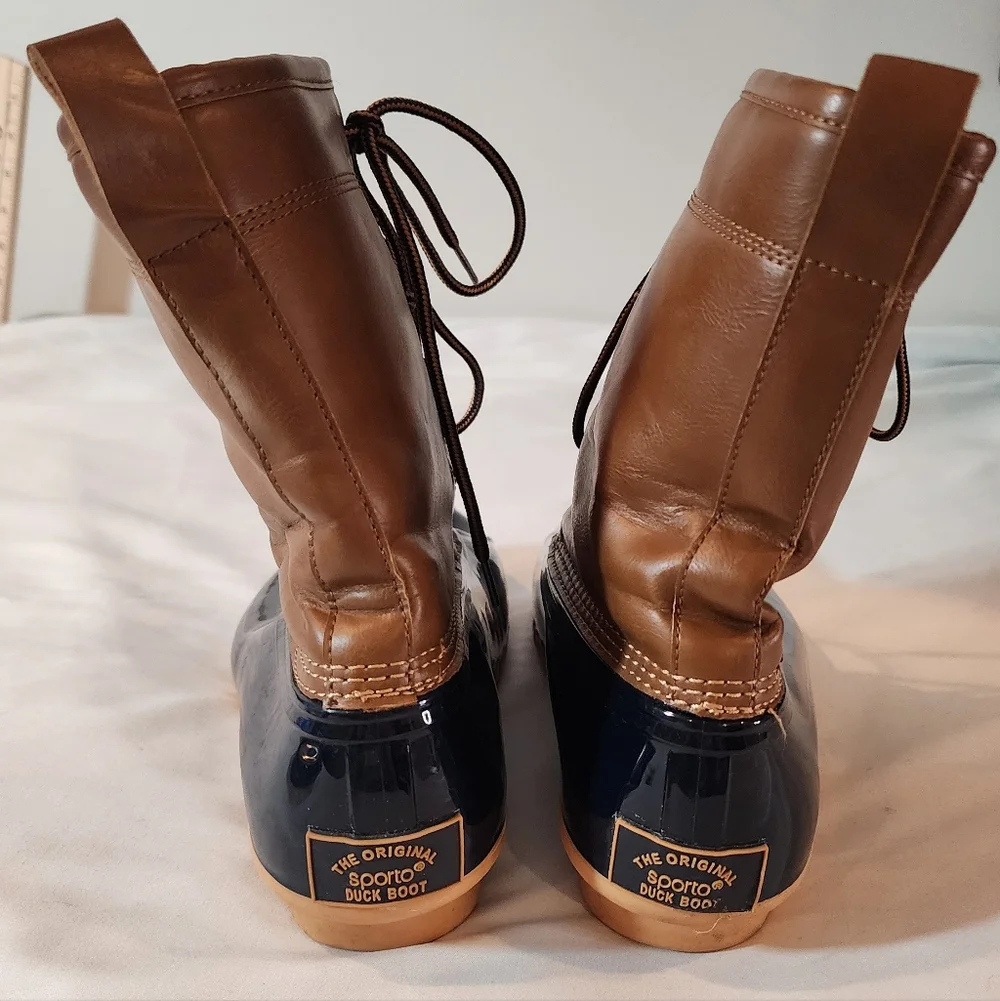 Sporto Original Ariel Duck Boot Brown Upper and Navy Blue Rubber Lower 9M